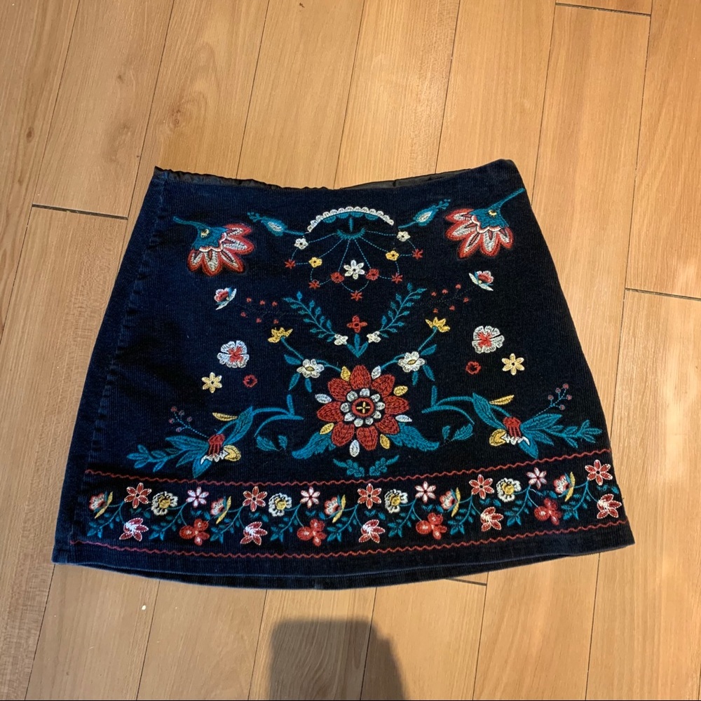 Nordstrom Black Floral Embroidered Mini Skirt